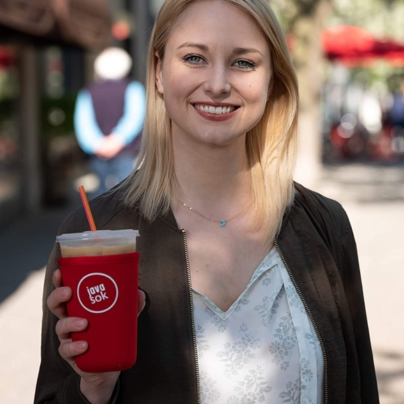 NEW Java Sok The Original Reusable Beverage Sleeve Large Bright Pink 30-32oz. - Picture 3 of 5